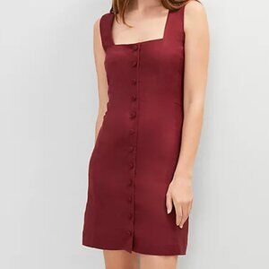 Ann Taylor Linen Blend Button-Down Dress, Size 4, Moroccan Red